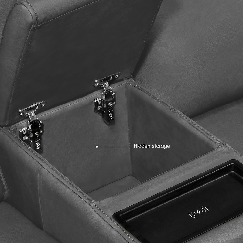 6PCS, 3 power Recliners, Leather Reclining Sectional with Wireless Charge & Pop-Out Cup Holders