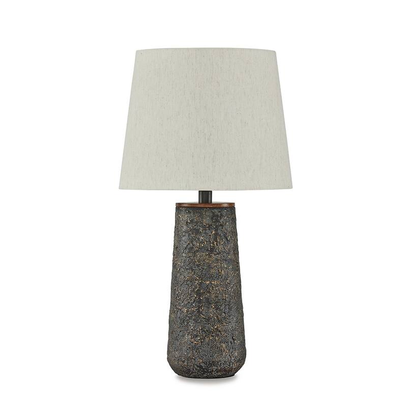 Roe Table Lamp Set of 2, Antique Black Textured Metal Base. Drum Shade