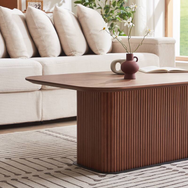 Coffee Table Walnut Wood Surface and Black Metel Feet