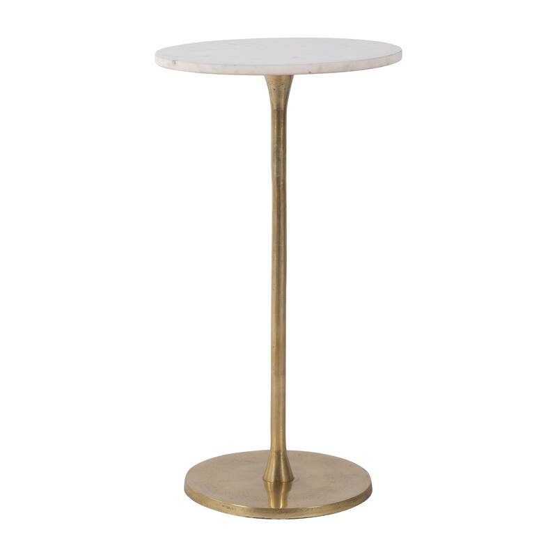 Metal Stone Top Modern Round End Table - Gold, 24" - 24.0"