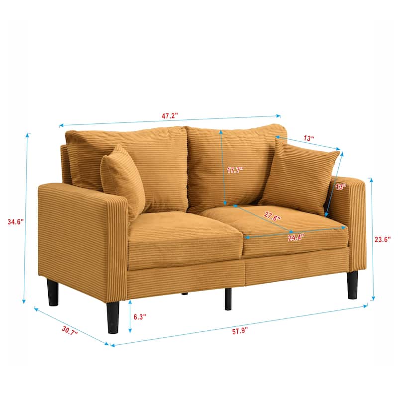 5-Seat Corduroy Sofa Set (3-Seater + 2-Seater) with High-Density Sponge Cushions & Sturdy Hardwood Frame