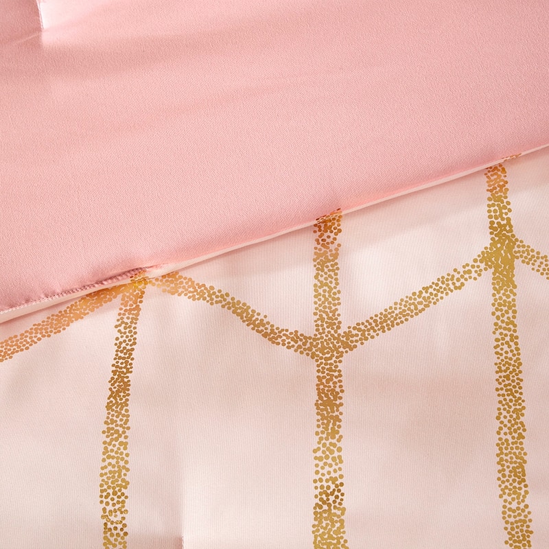 GDF Studio - Raina Metallic Printed Comforter Set with Decorative Pillows