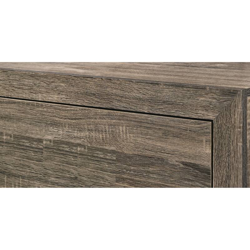 Contemporary Grey Wooden Queen Size Panel Bed with Wood Veneers & Solids