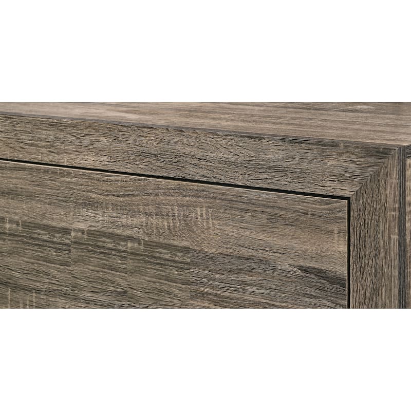 King Size Wood Panel Bed with Contemporary Fabric Headboard