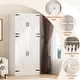 preview thumbnail 13 of 22, Rackcog Wooden Wardrobe with Barn Doors, Farmhouse Closet Storage Cabinet with Hanging Rod