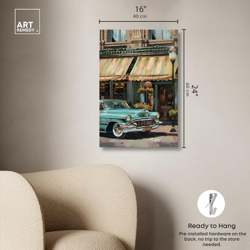 Classic Car Store Visit II Canvas by Art Remedy, Gallery Wrapped