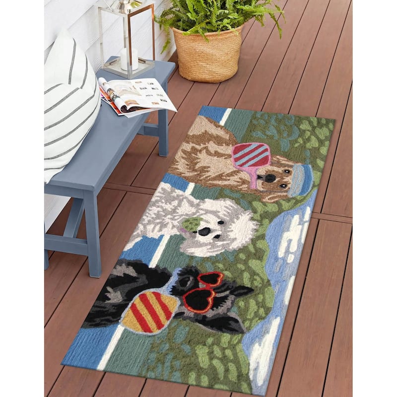 Liora Manne Frontporch Pickled Pups Indoor/Outdoor Rug - 2' x 5'
