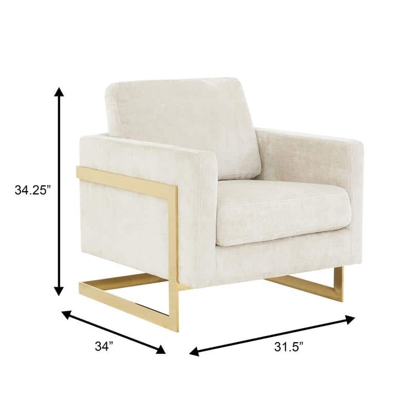 Lincoln Sofa Upholstered Boucle Accent Single Seater Arm Chair with Gold Stainless Steel Frame for Bedroom Living Room