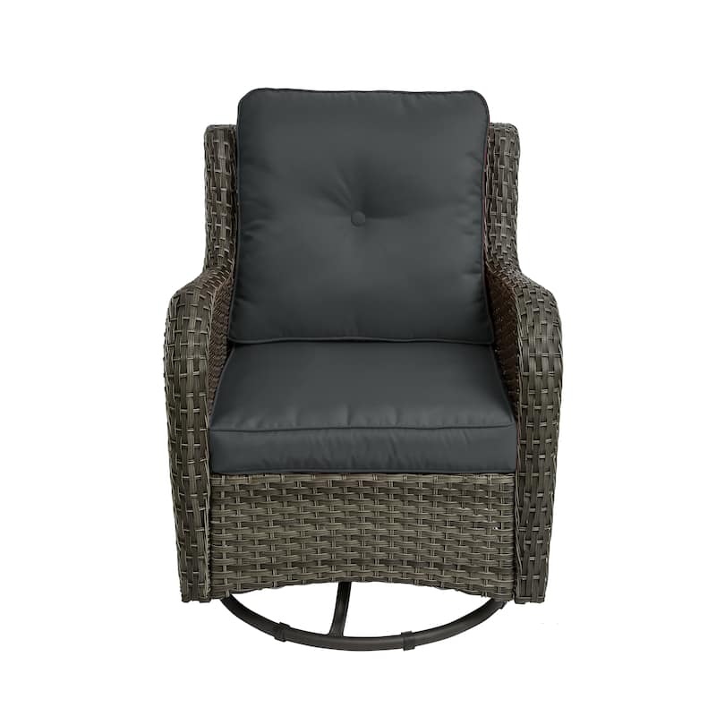 Outdoor Patio Woven Rattan Swivel Rocking Chair with Cushions