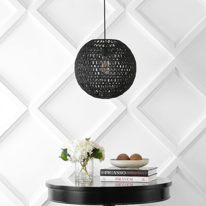 Campana 1-Light Bohemian Modern Woven Rattan/Iron LED Pendant, by JONATHAN Y