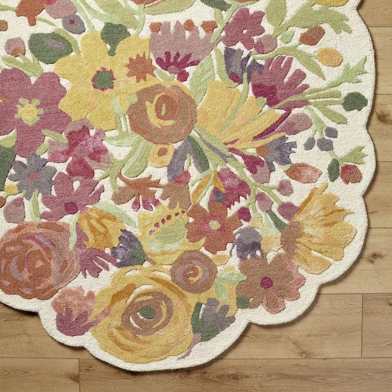 Faith Coastal Floral and Botanical Area Rug