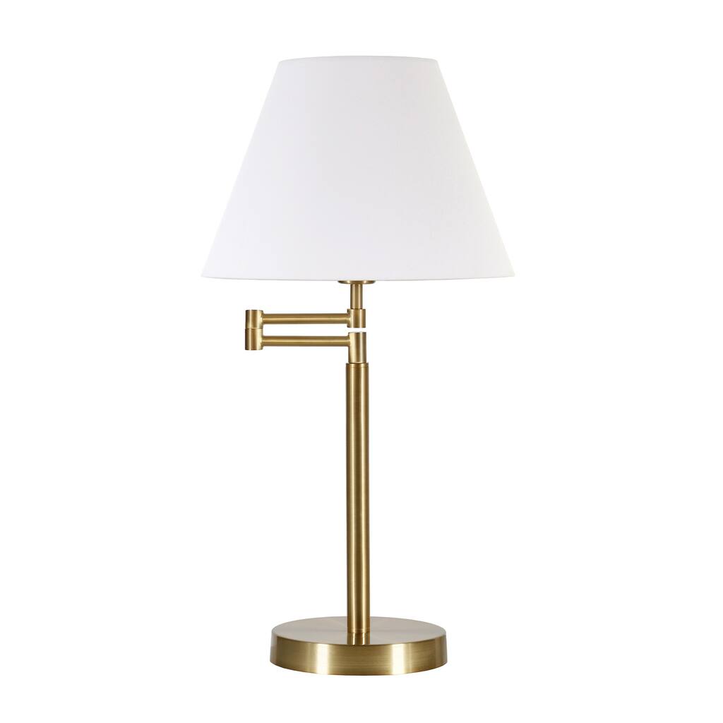 HomeRoots 25" Gold Metal Table Lamp With White Empire Shade - 13