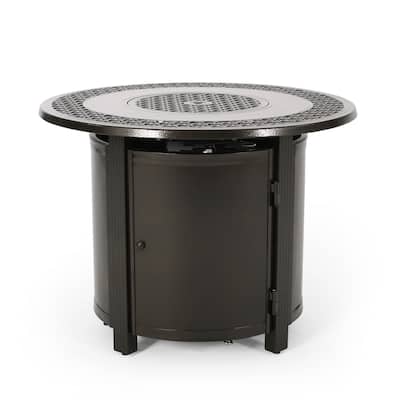 Ontario Outdoor Round Aluminum Fire Pit by Christopher Knight Home - 33.50" W x 33.50" D x 25.25" H