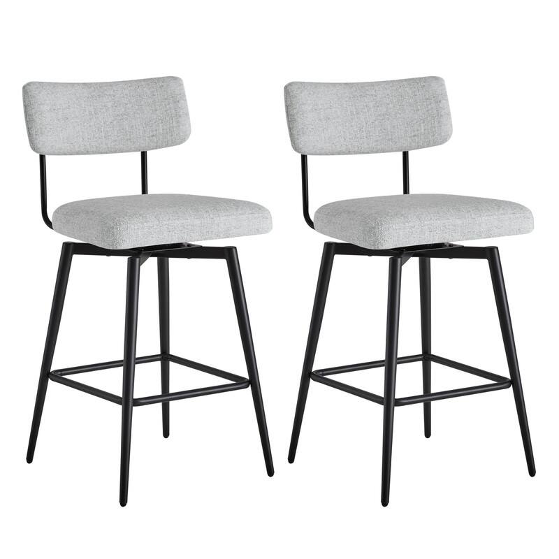 Spruce & Spring Elise Counter Height Swivel Bar Stool Chairs Set with Metal Frame - Cloud