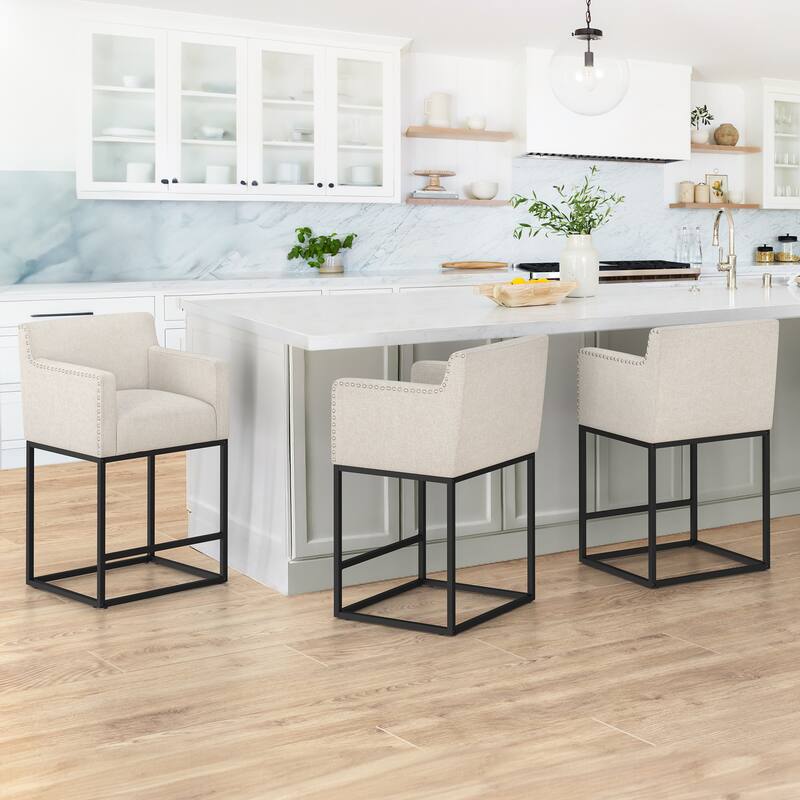 Modern Counter Height Bar Stools Fabric Upholstered Counter Stool