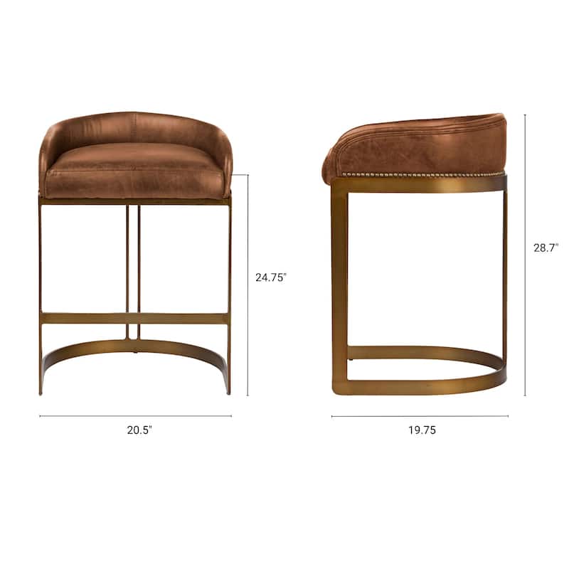 Hollyfield Genuine Leather Black/Brown Bar and Counter Stool