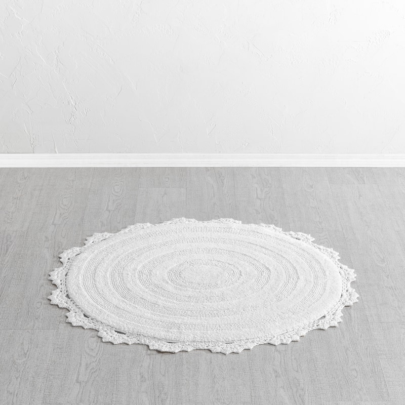 MH London Winchester Cotton Round Bathroom Rug - Soft Bath Mat