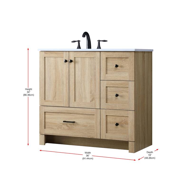 Elegant Lighting VF2836 Soma 36" Free Standing Single Basin Vanity Set