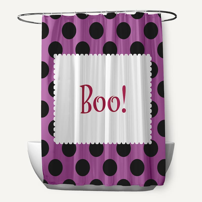Halloween Boo Dots Shower Curtain - Orchid