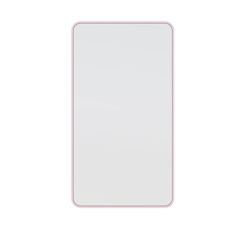Glass Warehouse 40 in. H x 22 in. W Radius Corner Stainless Steel Framed Mirror