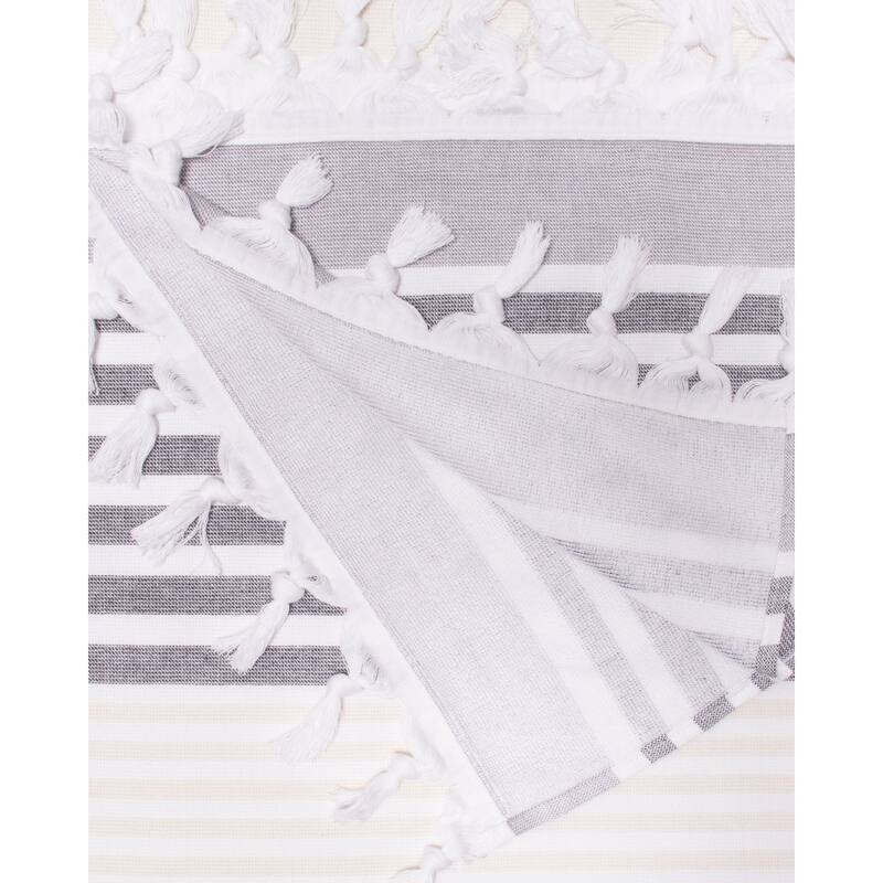 Superior Roxy Stripe Fouta Beach Towel with Tassels - 35" x 68"
