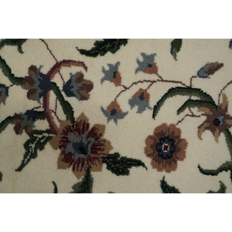 Hand Knotted Oriental 100% Wool Carpet Traditional All-Over Beige & Ivories Aubusson Area Rug - 9' 0'' X 6' 0''