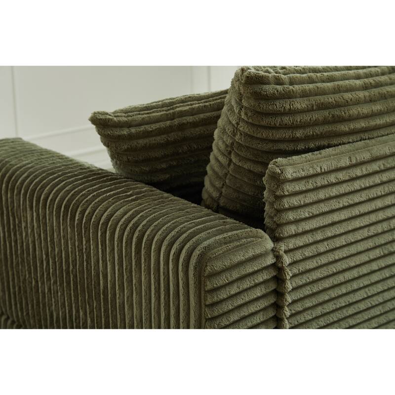 82" Corduroy 2-Piece Sectional Sofa with Slipcovers & 2 Pillows