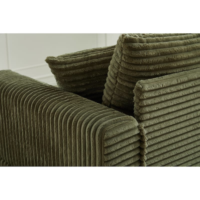 82" Corduroy 2-Piece Sectional Sofa with Stretch Slipcovers and 2 Pillows