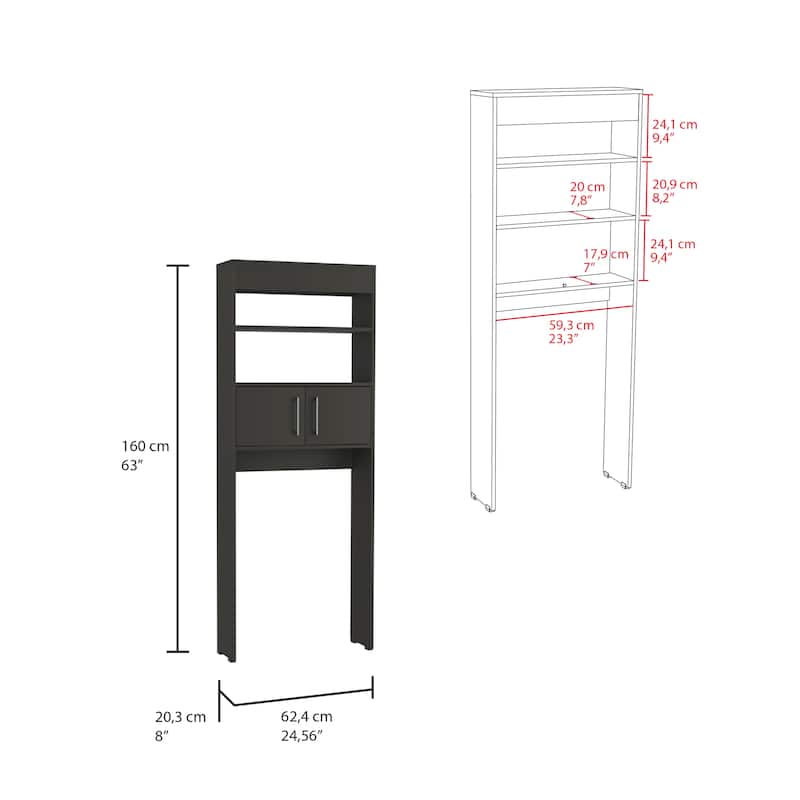 Over The Toilet Cabinet With Double Door And Two Shelves
