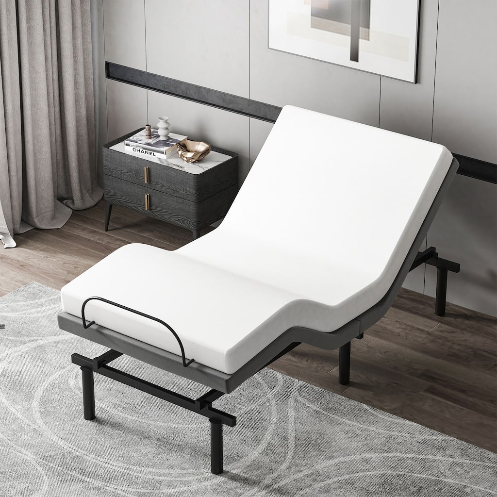 HOMCOM Ergonomic 35" x 79" Adjustable Bed Base, Zero Gravity Base for Stress Management w/Head and Foot Incline Grey