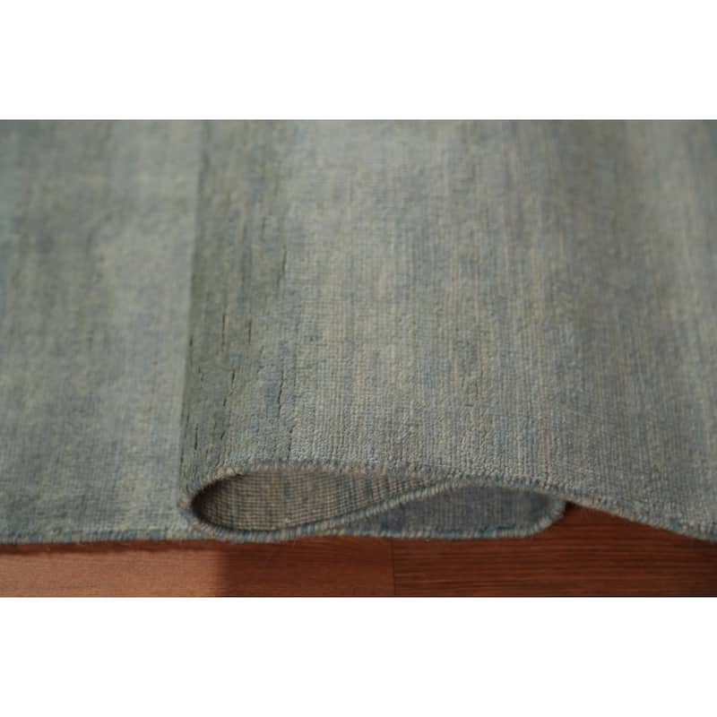 Blue & Green Gabbeh Modern Rug Hand-Knotted Wool Carpet - 4'0" x 5'8"