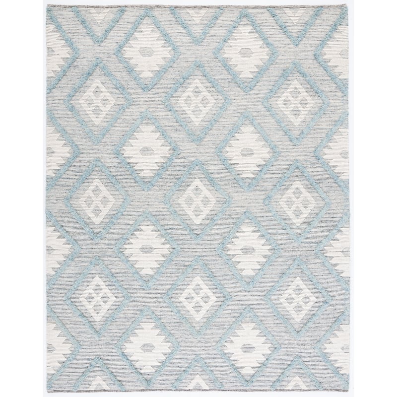 SAFAVIEH Handmade Vermont Darcie Boho Wool Rug - 8' x 10' - Blue/Ivory