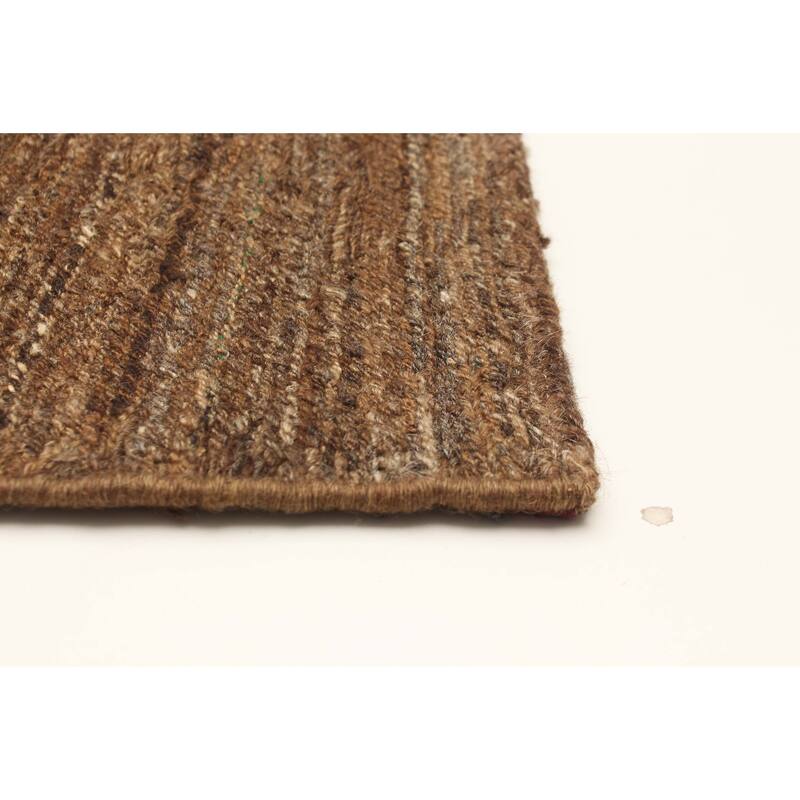 ECARPETGALLERY Flat-Weave Natural Brown Wool Tapestry Kilim - 5'0 x 6'8