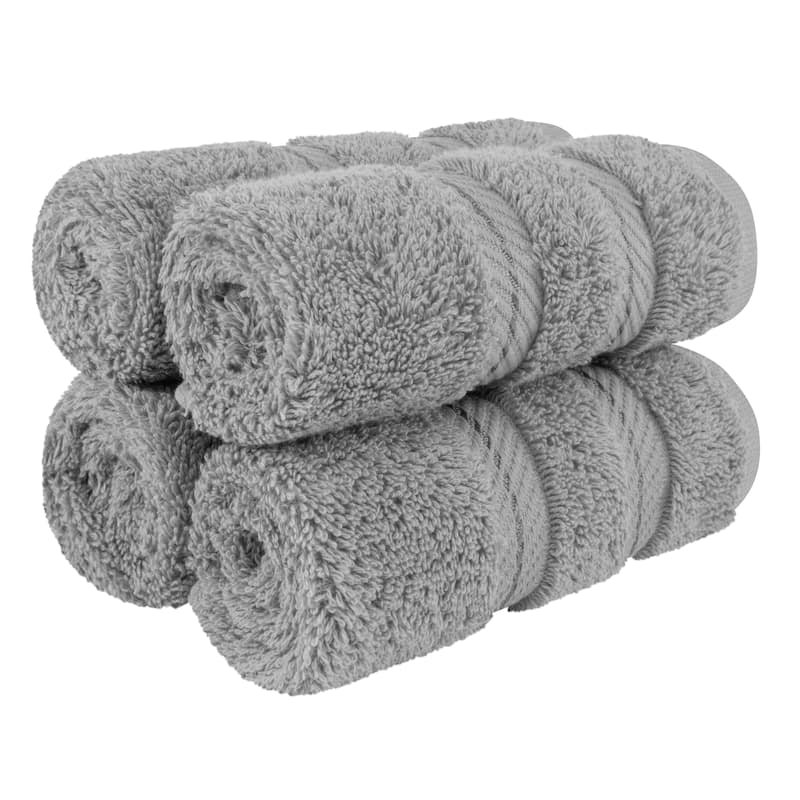 American Soft Linen Premium 100% Cotton 4-Piece Washcloth Set - Rockridge Grey