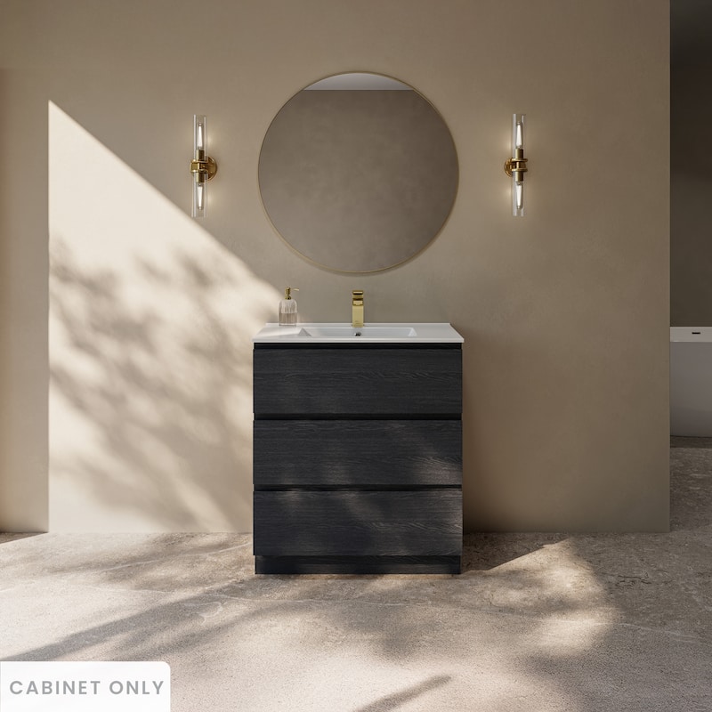 Liberte 30" Freestanding Bathroom Vanity Cabinet Without Top In Black Oak - 30