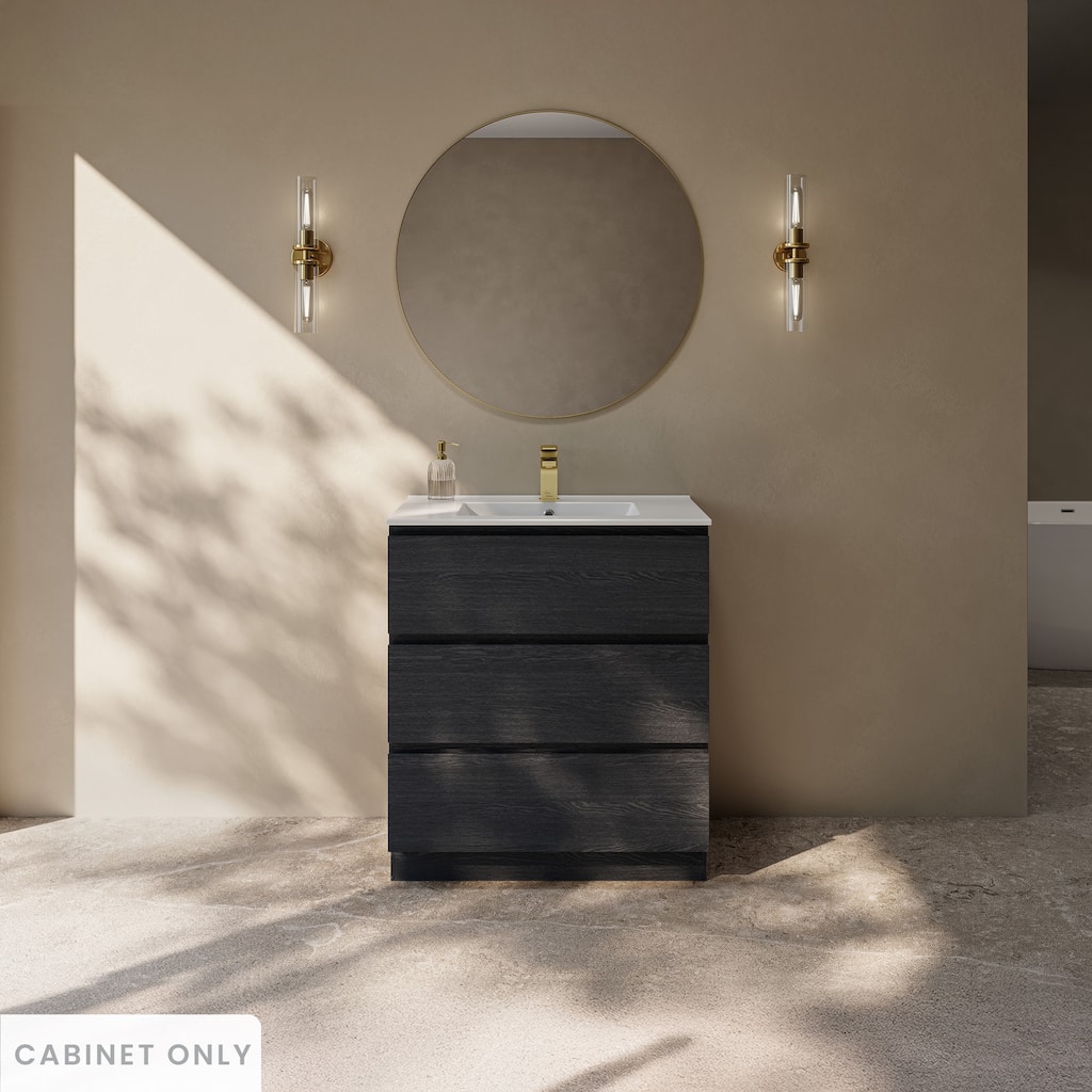 Liberte 30" Freestanding Bathroom Vanity Cabinet Without Top In Black Oak - 30