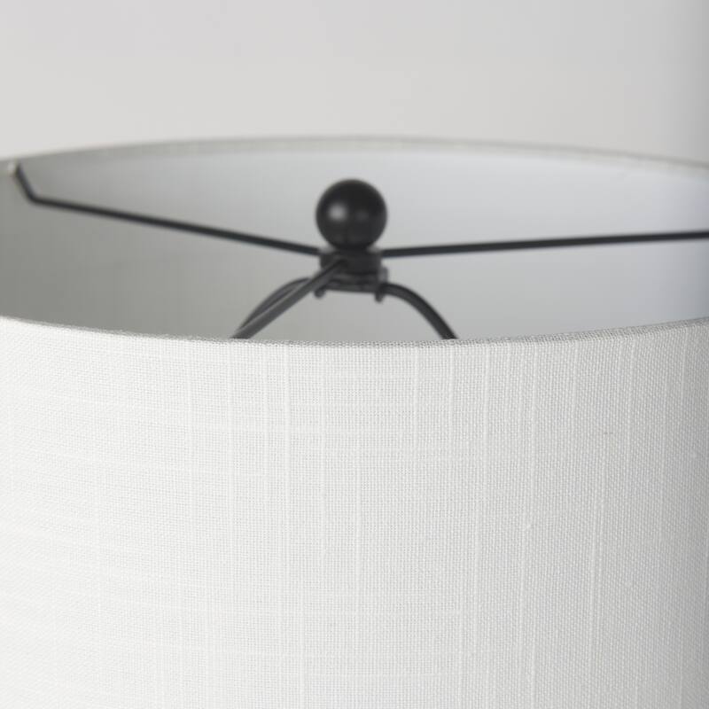 Sarah Arched Black Metal w/Marble Accent & White Shade Table Lamp