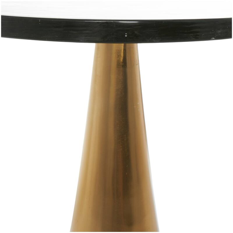 Gold or Black Aluminum Cone Geometric Accent Table with Textured Glass Tabletop