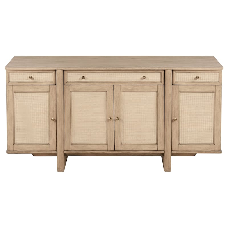 Kailani 4-Door Cane Sideboard Buffet Cabinet Beige Oak
