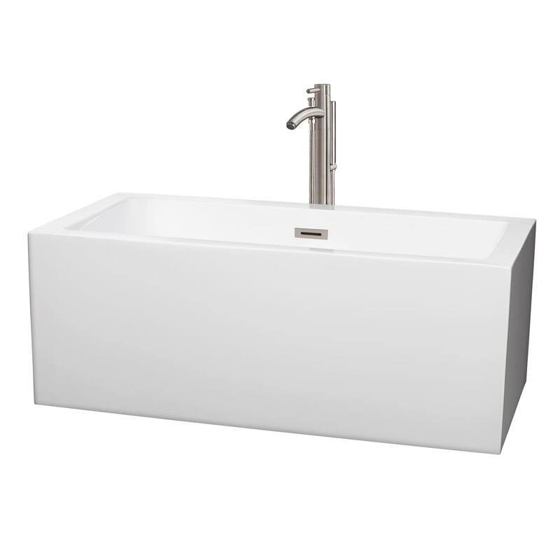 Wyndham Collection Melody 60" Free Standing Acrylic Soaking Tub with - White / Brushed Nickel Trim