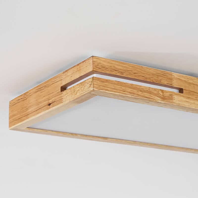 47.2" Modern Minimalist Wooden Rectangle Dimmable Integrated LED Flush Mount Ceiling Light for Kitchen, Bedroom, Living Room