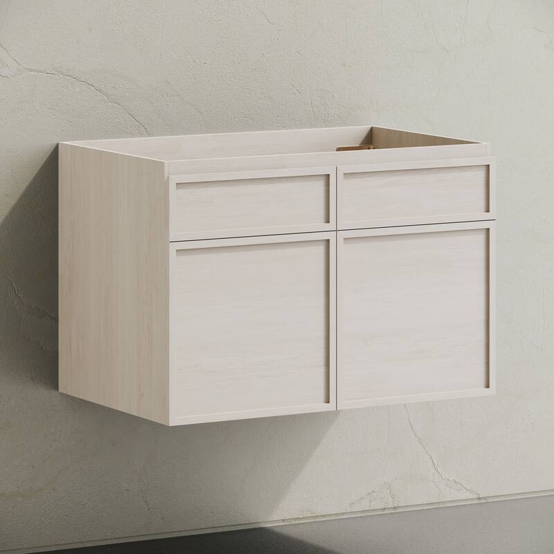 St. Tropez 30" Wall-Mounted Bathroom Vanity Cabinet Without Top In White Oak - 30