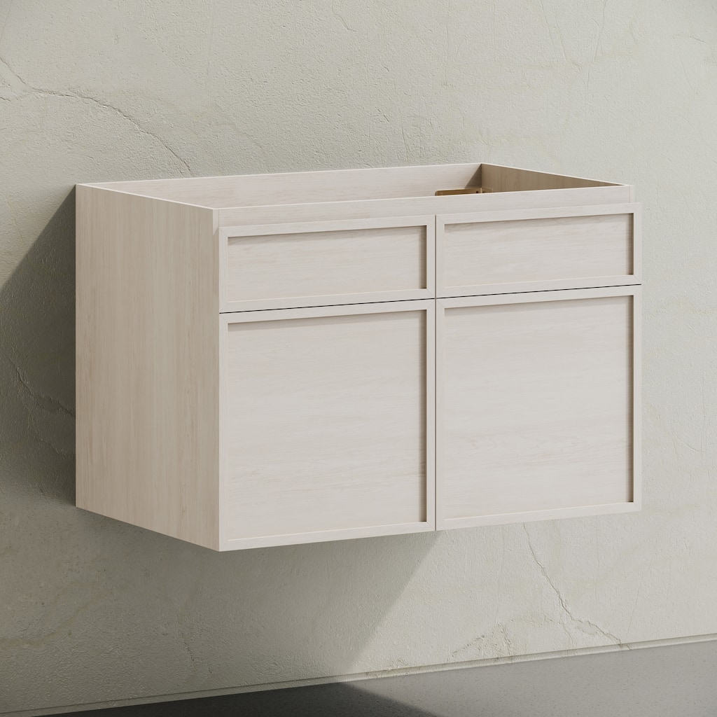 St. Tropez 30" Wall-Mounted Bathroom Vanity Cabinet Without Top In White Oak - 30