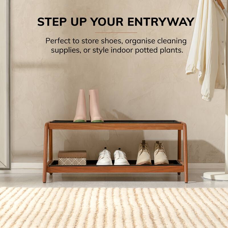 Jani Double-Tier Natural Stand 3-Pair Rubber Boot Trays