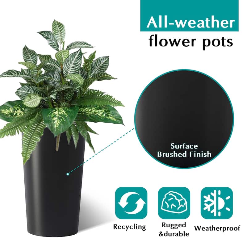 2 Pack Tall 21.7 in Planters for Outdoor Plants, Modern Tall Square Planter Box, Indoor Outdoor Porch Patio Flower Pot