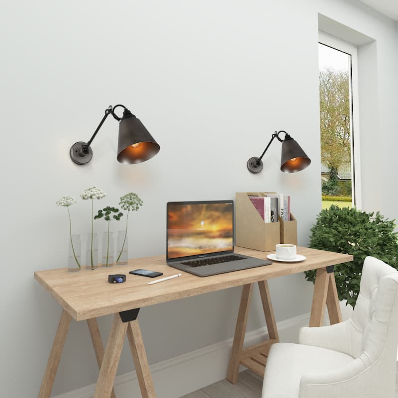 2-pack Swing Arm Lights Adjustable Wall Sconces Two Way--Plug in & Hardware - L 28" x W 6" x H 8"