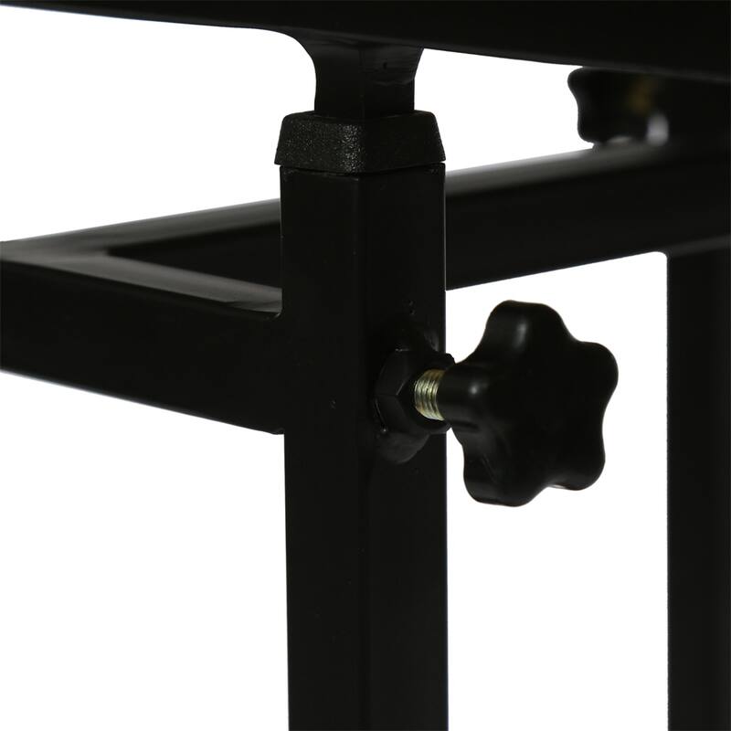 C Shaped End Table with Metal Frame and Wood Top