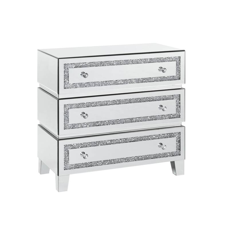 ACME Noor Cabinet, Mirrored & Faux Diamonds