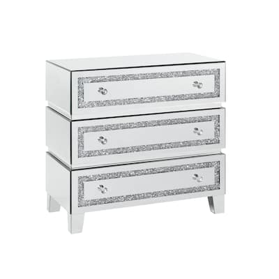 ACME Noor Cabinet, Mirrored & Faux Diamonds