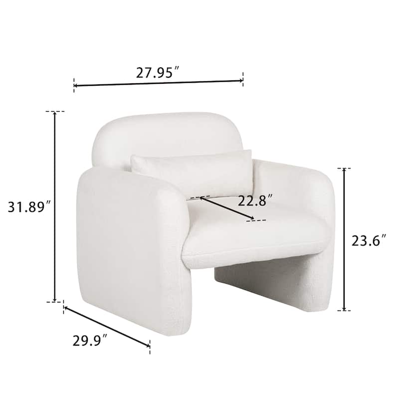 Teddy Fleece Accent Chair with Pillow for Living Room/Bedroom (350lb Capacity)